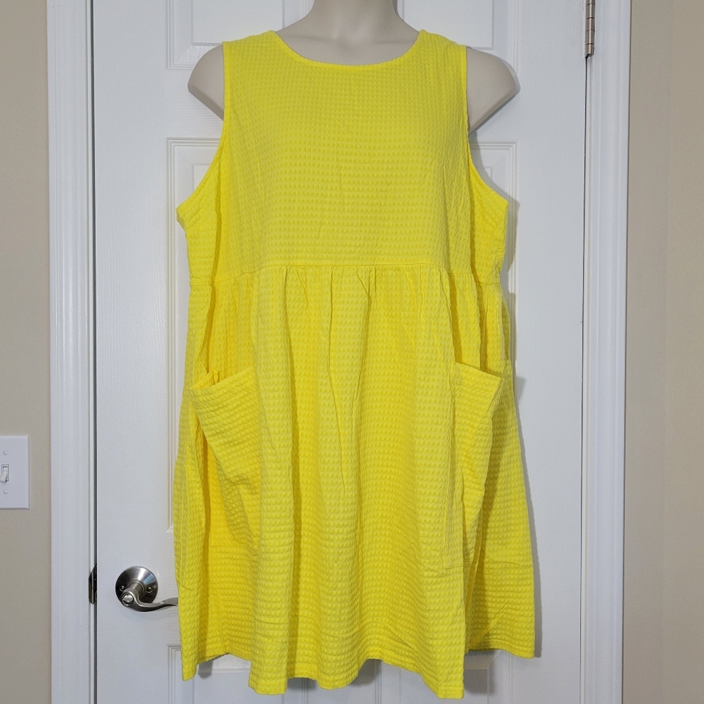 ModCloth Bright Yellow Sleeveless Textured Pocket Dress - Picture 4 of 8